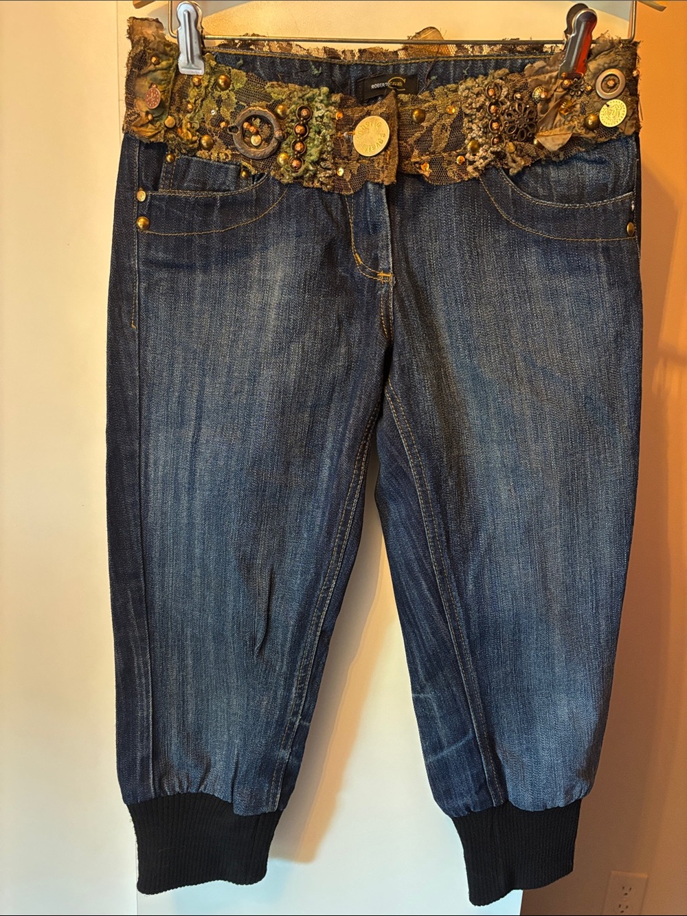 ROBERTO CAVALLI Embellished Cropped Jogger Jeans Size 28